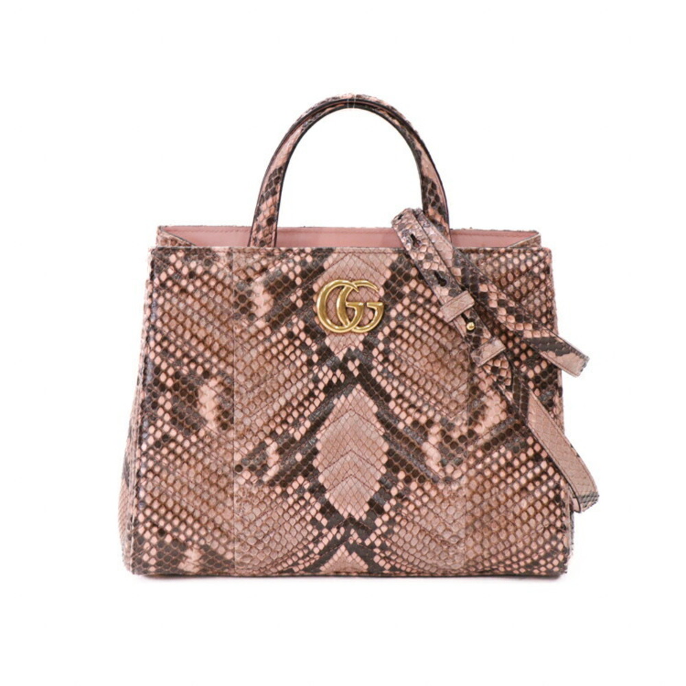 Gucci python handbag bag pink shoulder GG leather Marmont